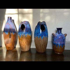 Vintage Ceramic Glaze Drip Vase Set of 4